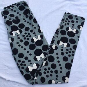 Disney OS One Size Leggings LulaRoe Mickey Minnie Mouse Bow Black Polka Dots